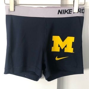 Nike Pro Dri Fit University of Michigan Spandex Shorts